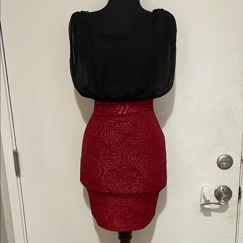 Papaya Black and Red Mini Dress
